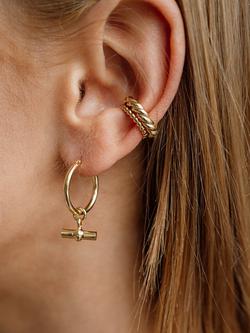 LARNAUTI Annecy T-Bar Charm Hoop Earrings, Gold - view 2, Gold