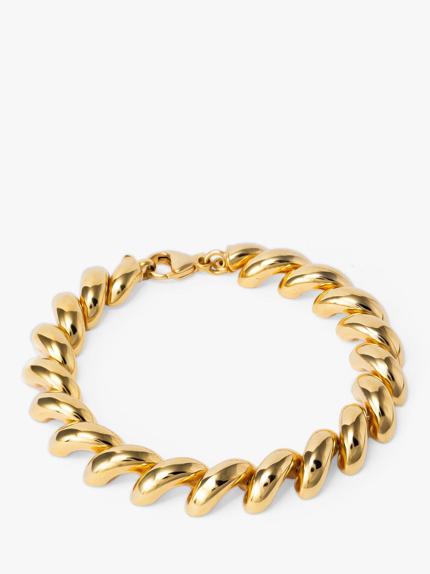 Product image 1 of 4, which shows LARNAUTI San Marco Curved Spiral Bracelet, Gold