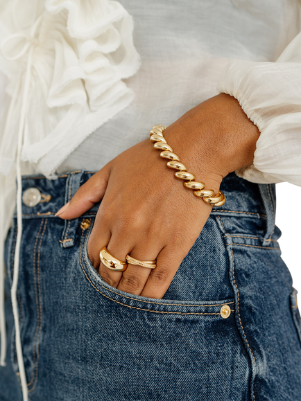 LARNAUTI San Marco Curved Spiral Bracelet, Gold - view 2, Gold