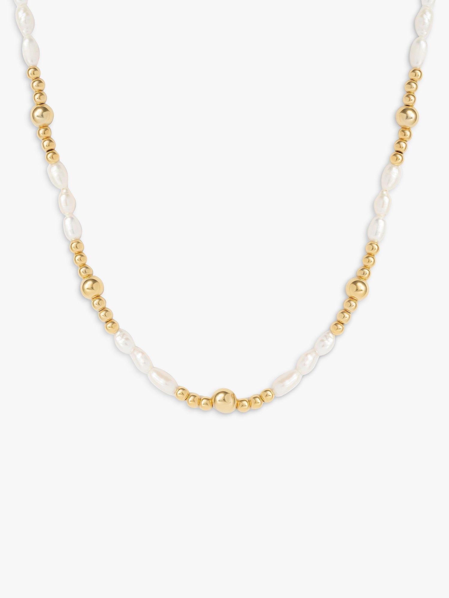 Product image 1 of 3, which shows LARNAUTI Annecy Freshwater Pearl Beaded Necklace, Gold/White