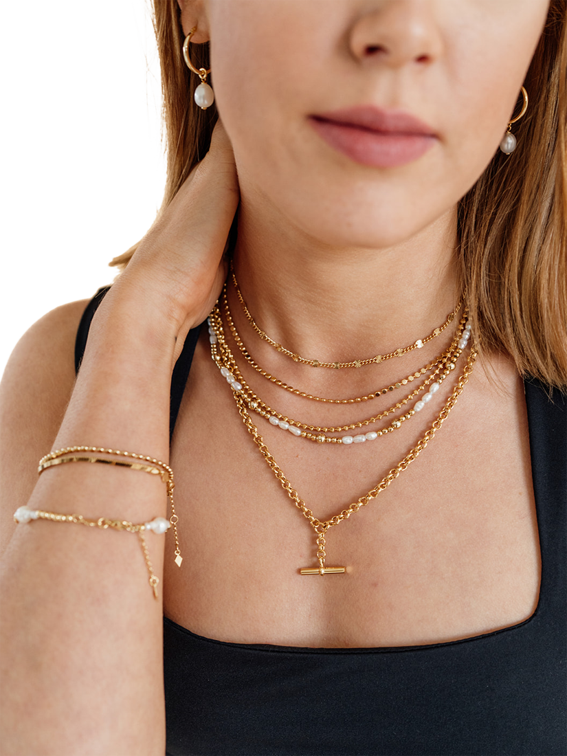 Product image 2 of 3, which shows LARNAUTI Annecy Freshwater Pearl Beaded Necklace, Gold/White