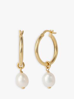 LARNAUTI Annecy Pearl Drop Hoop Earrings, Gold, Gold