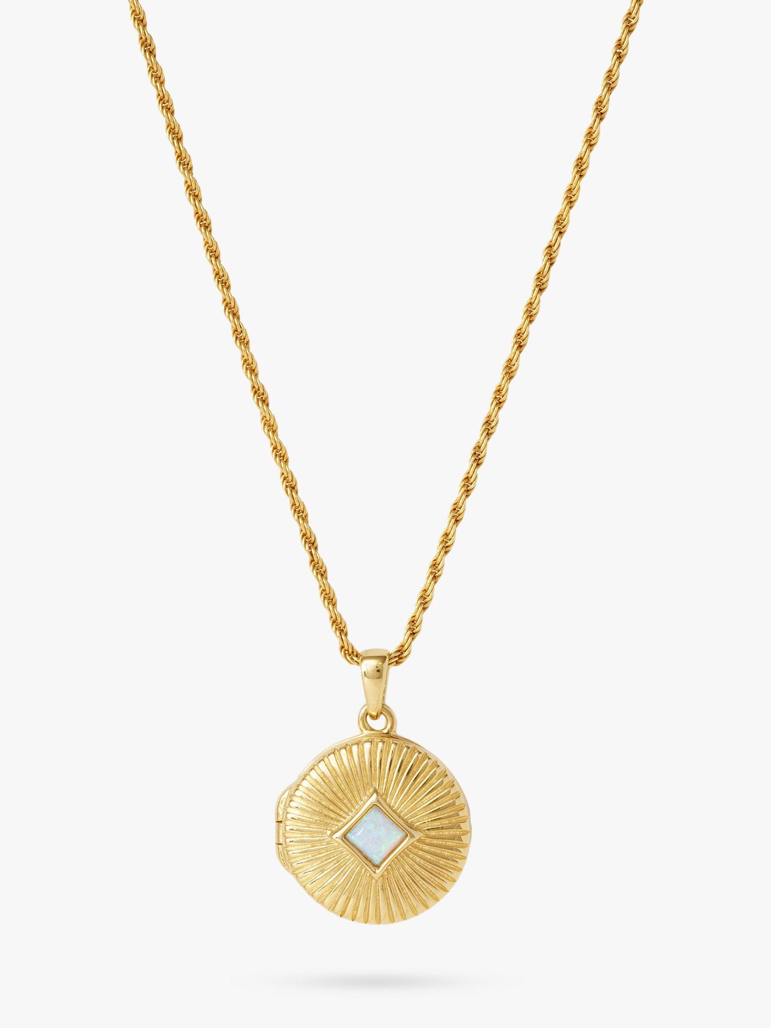 Product image 1 of 3, which shows LARNAUTI Kerala Opal Locket Pendant Necklace, Gold
