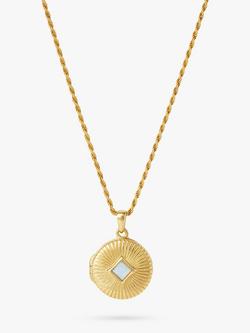 LARNAUTI Kerala Opal Locket Pendant Necklace, Gold, Gold