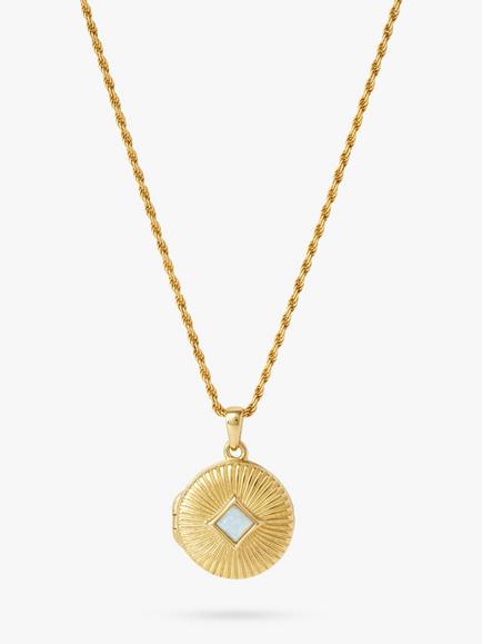 LARNAUTI Kerala Opal Locket Pendant Necklace, Gold, Gold