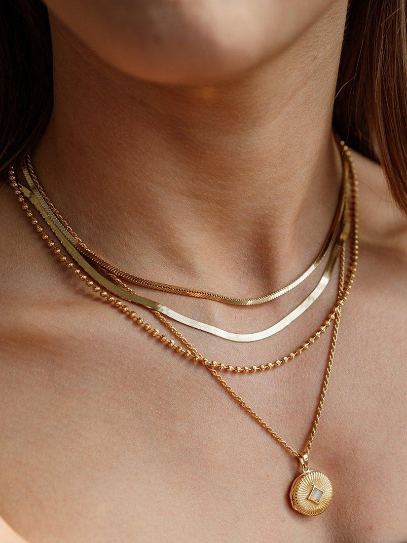 Product image 2 of 3, which shows LARNAUTI Kerala Opal Locket Pendant Necklace, Gold