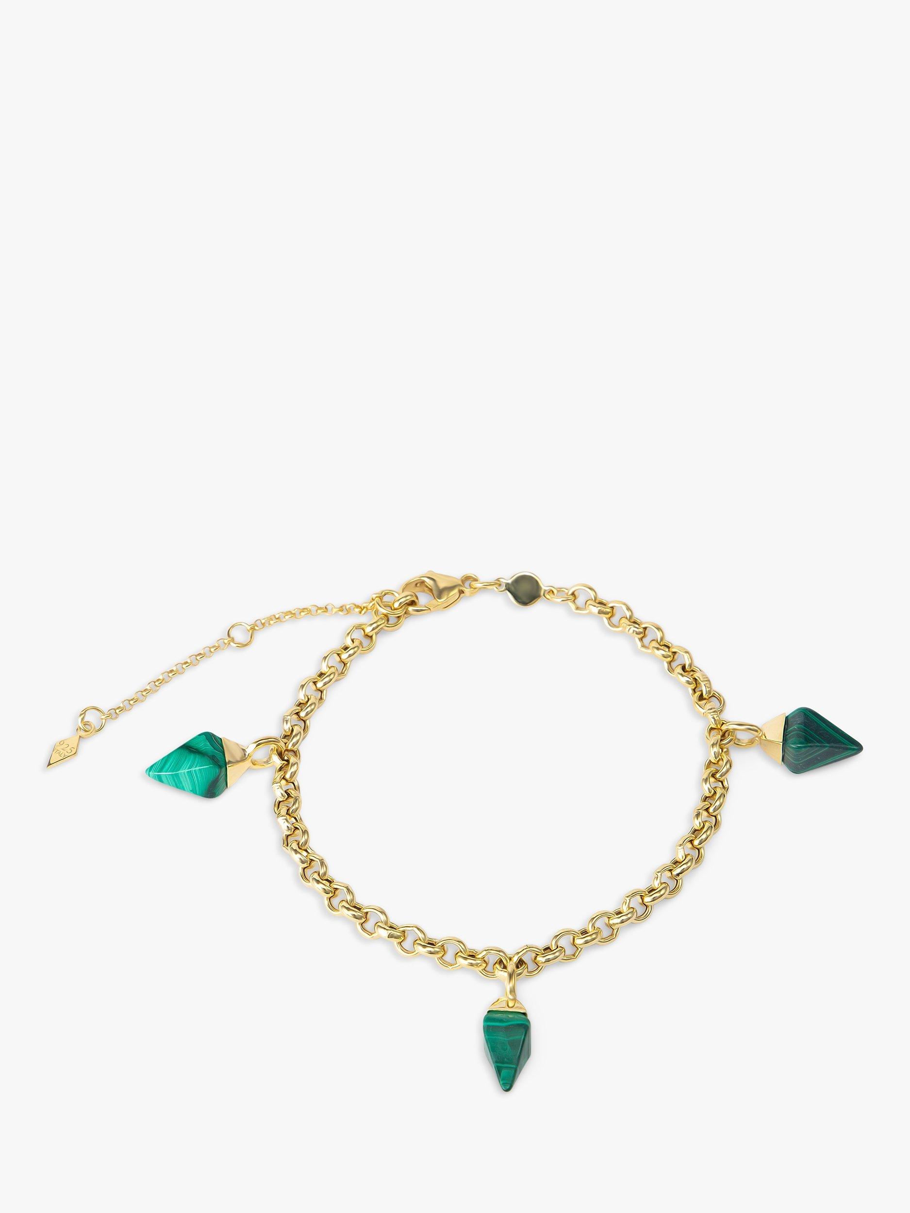 Product image 1 of 3, which shows LARNAUTI Annecy Malachite Beaded Bracelet, Green
