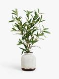 John Lewis Artificial Olive in Ceramic Vase, White/Green