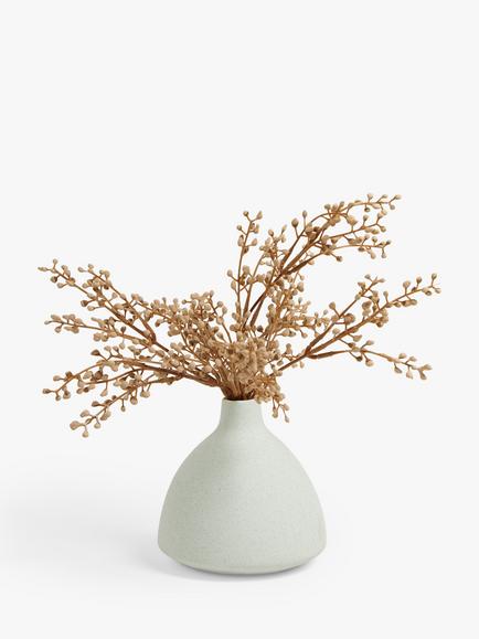 John Lewis Artificial Mimosa in Ceramic Vase, White/Brown, Multi