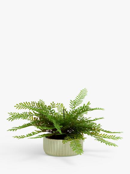John Lewis Artificial Fern in Ceramic Pot, Green, Multi