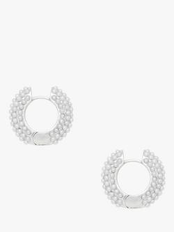 AllSaints Faux Pearl Chunky Huggie Hoop, Warm Silver, Warm Silver