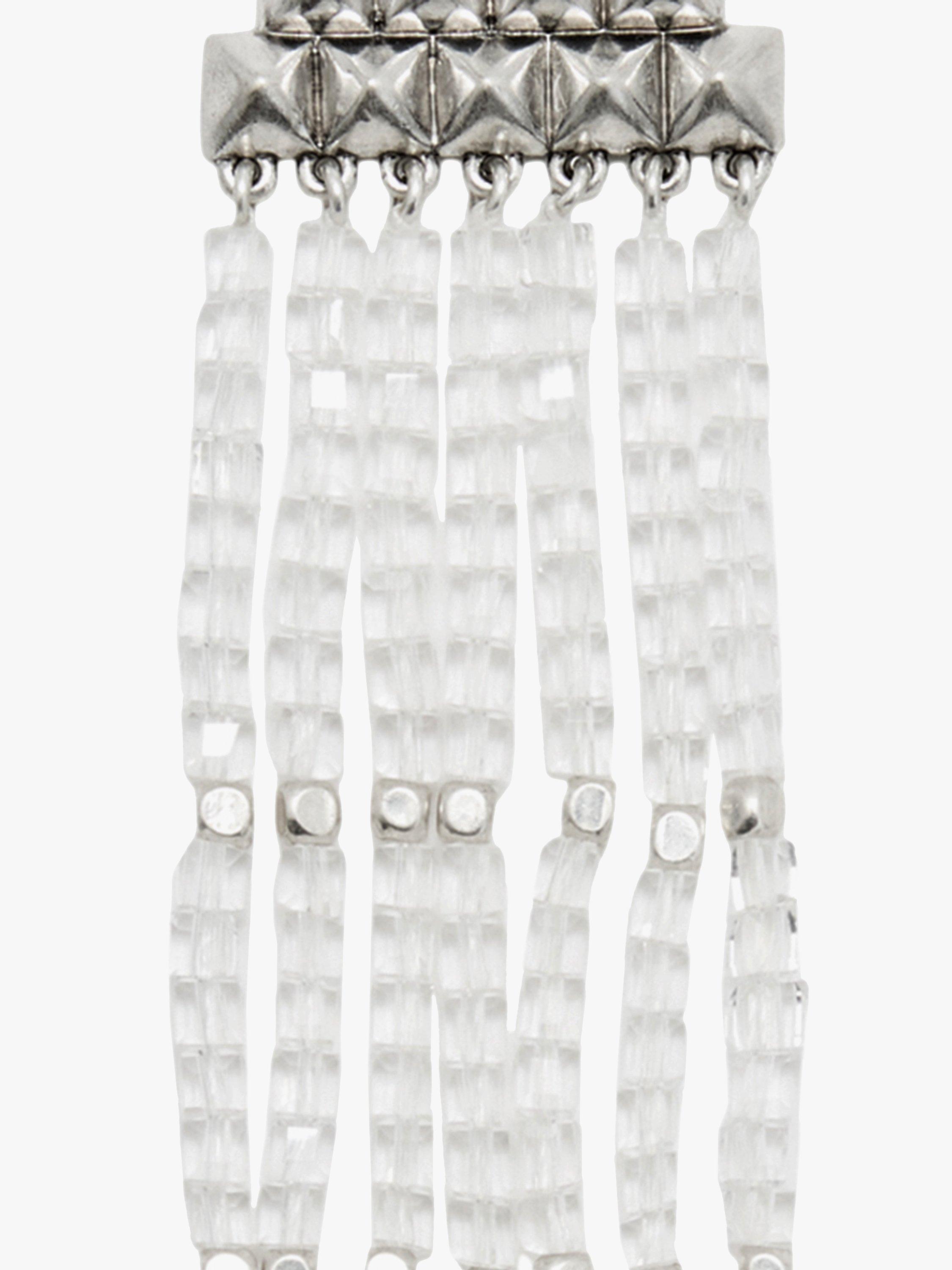 Product image 3 of 3, which shows AllSaints Pyramid Beaded Chandelier Earrings, Warm Silver