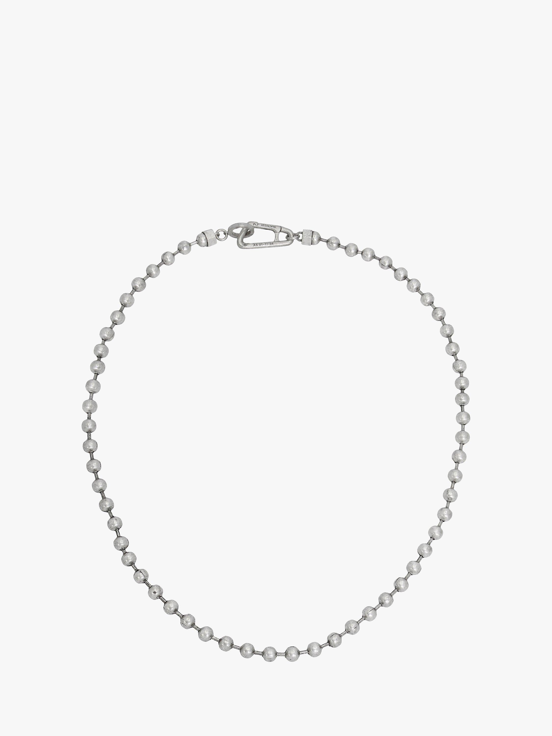 Product image 1 of 3, which shows AllSaints Unisex Ball Chain Necklace, Warm Silver
