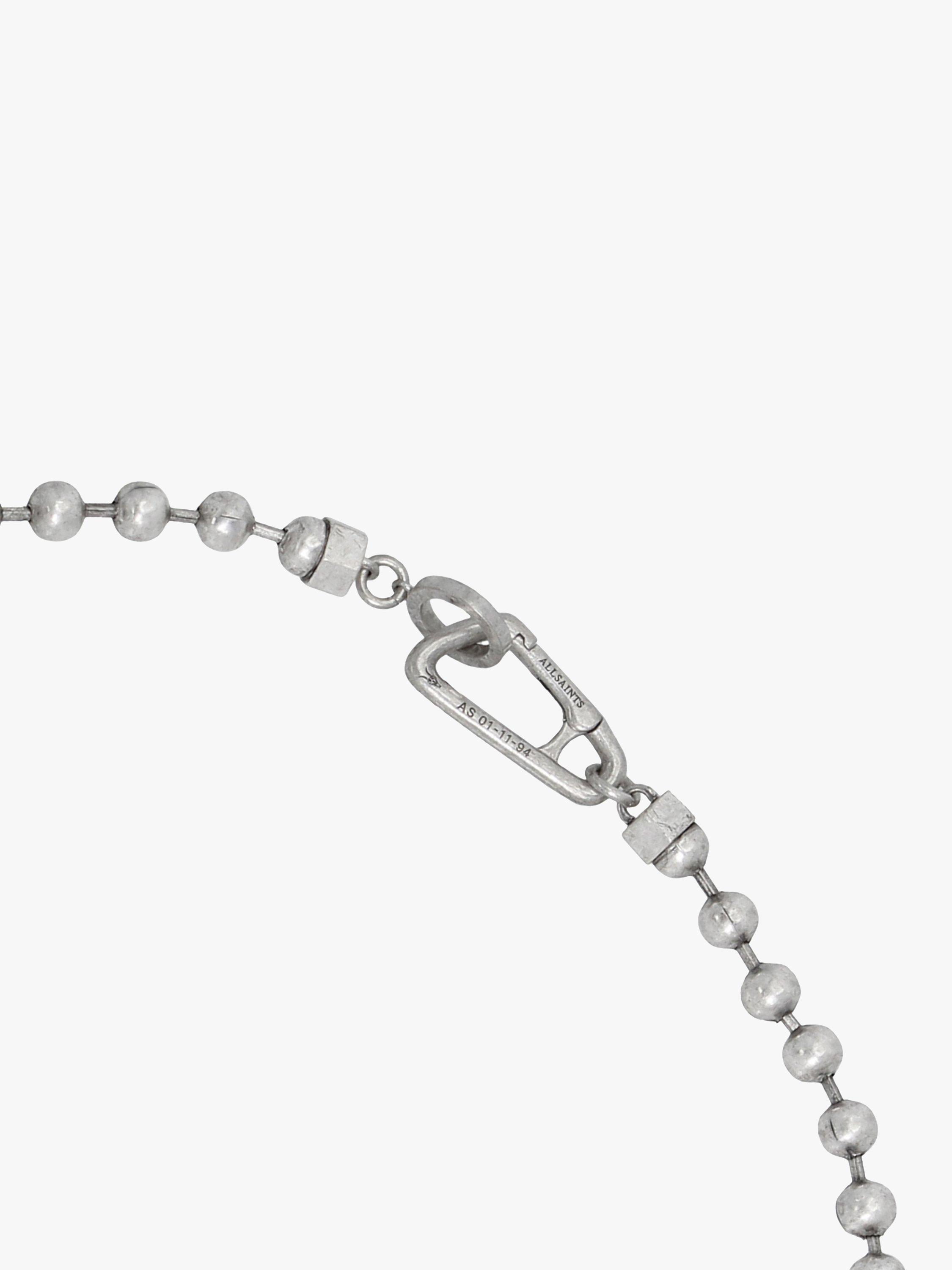 Product image 2 of 3, which shows AllSaints Unisex Ball Chain Necklace, Warm Silver