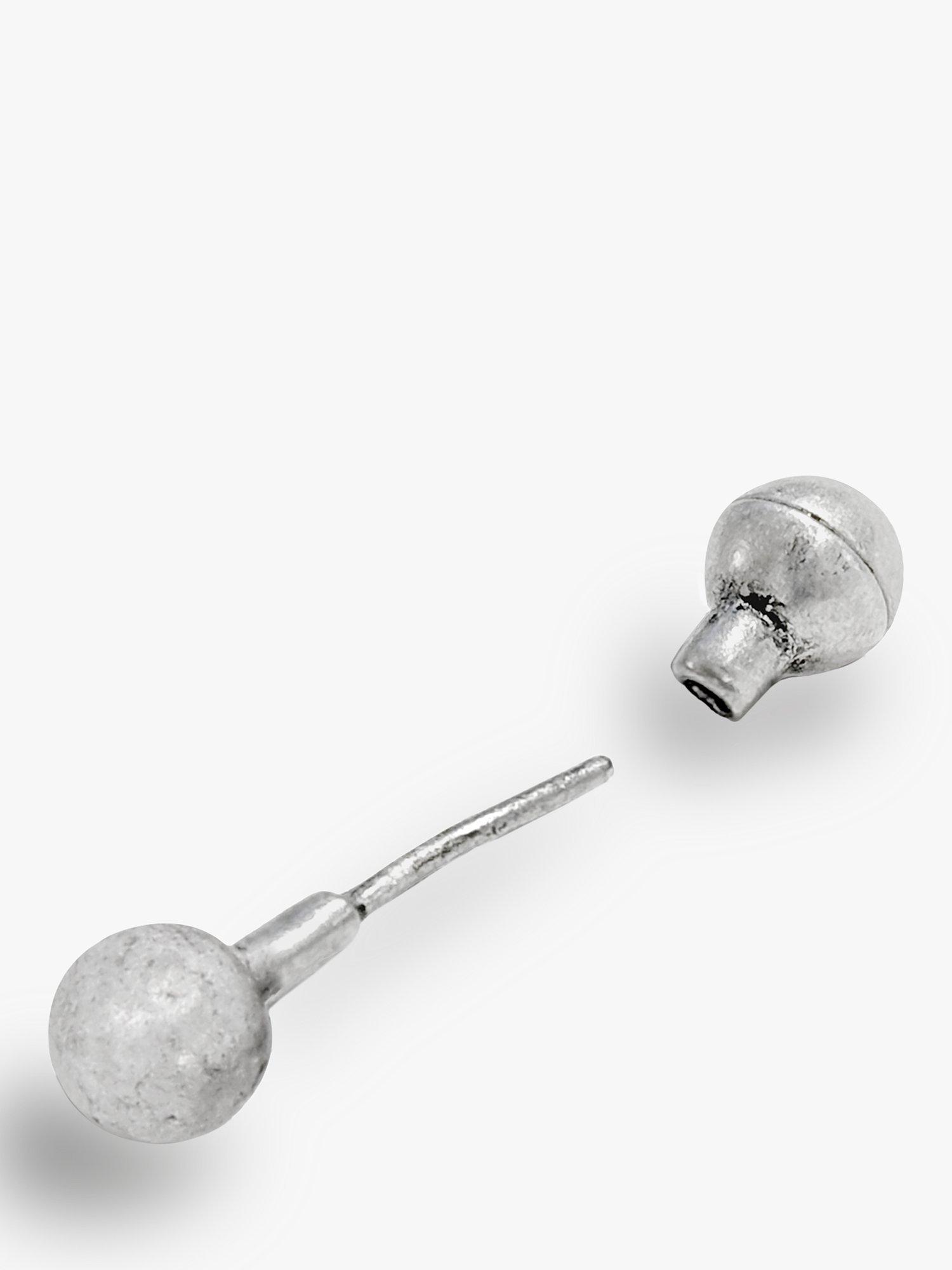 Product image 5 of 5, which shows AllSaints Unisex Barbell Single Stud Earring, Warm Silver