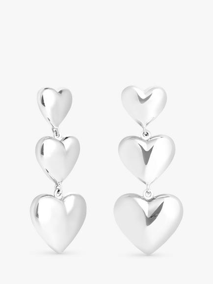 Astrid & Miyu Heart Drop Stud Earrings, Silver, Silver