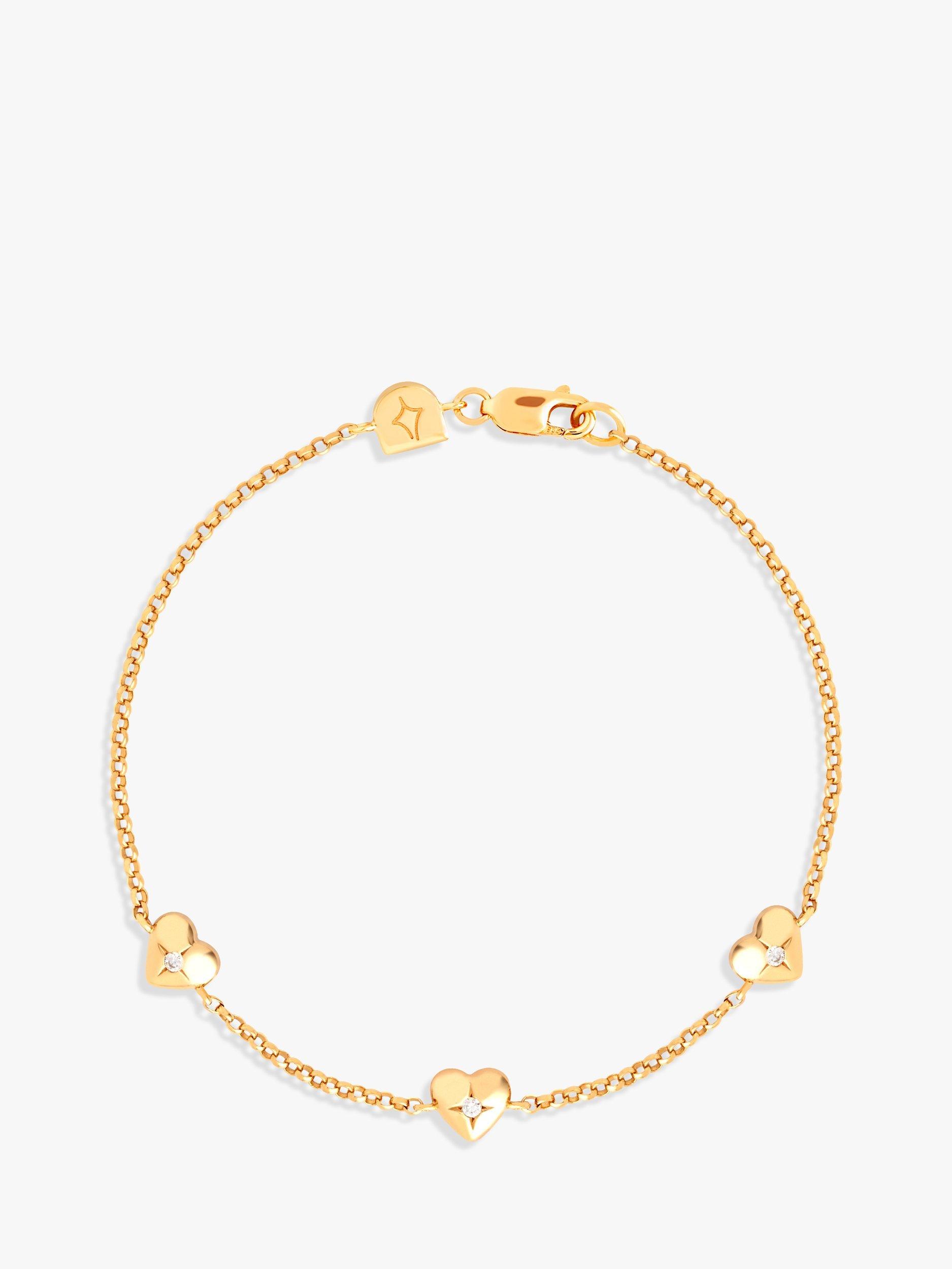 Product image 1 of 3, which shows Astrid & Miyu Heart Charm Bracelet, Gold