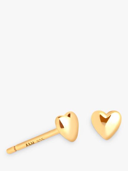 Astrid & Miyu Heart Stud Earrings, Gold, Yellow Gold