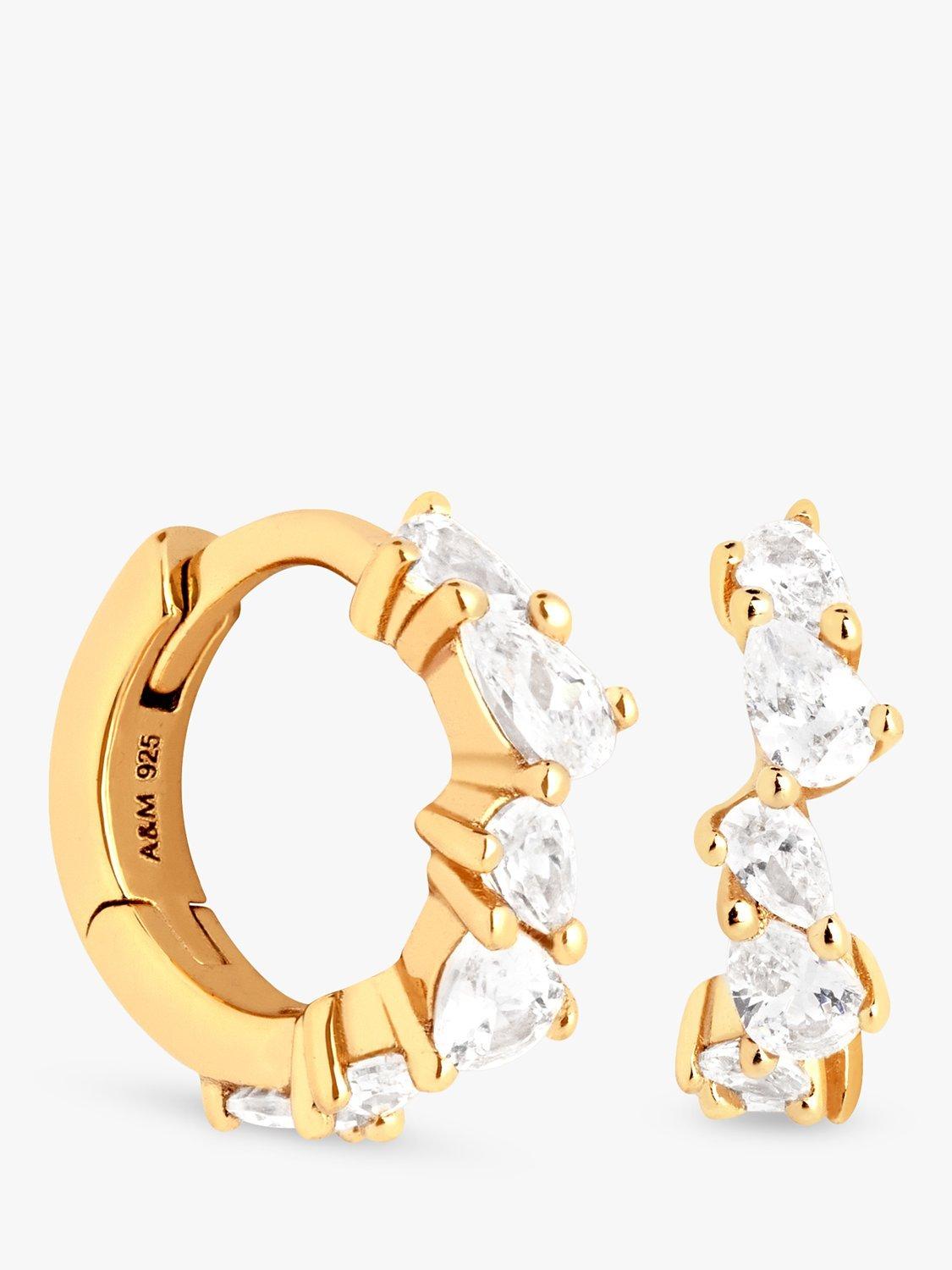 Astrid & Miyu Crystal Huggie Hoop Earrings, Gold
