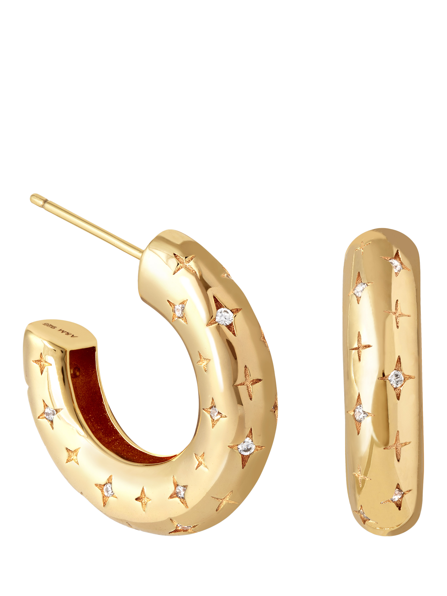 Astrid & Miyu Cosmic Star Dome Hoop Earrings, Gold