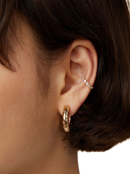 Astrid & Miyu Cosmic Star Dome Hoop Earrings, Gold - view 2, Gold