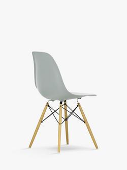 Vitra Eames RE DSW Recycled Plastic Chair, Wood Legs - view 2, Light Grey