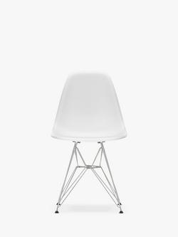 Vitra Eames RE DSR Recycled Plastic Chair, Chrome Legs, Cotton White