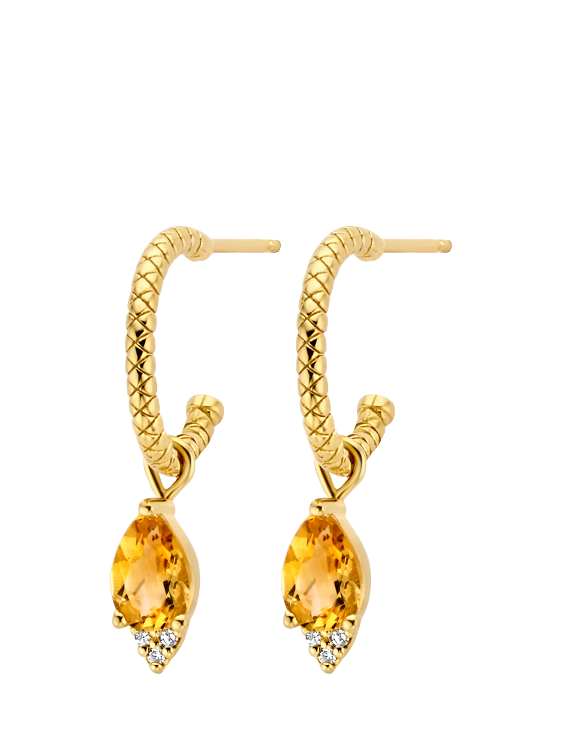 Product image 1 of 2, which shows DPT Antwerp Limone Citrine & Diamond Drop Hoop Earrings, Gold