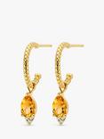 DPT Antwerp Limone Citrine & Diamond Drop Hoop Earrings, Gold