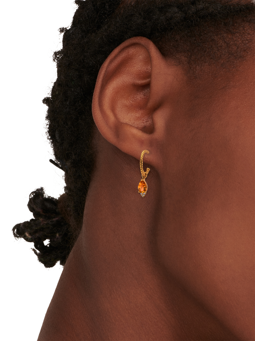 Product image 2 of 2, which shows DPT Antwerp Limone Citrine & Diamond Drop Hoop Earrings, Gold