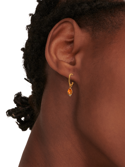 DPT Antwerp Limone Citrine & Diamond Drop Hoop Earrings, Gold - view 2, Gold