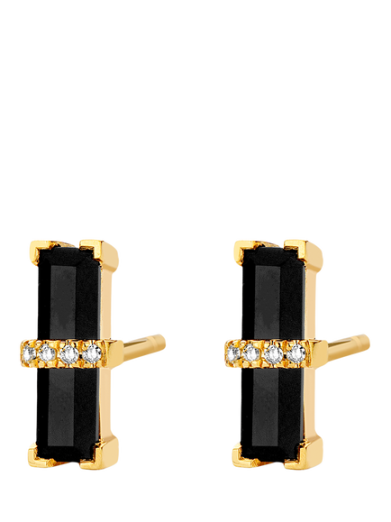 DPT Antwerp Dark Secret Onyx & Diamond Stud earrings, Gold/Black, Gold/Black
