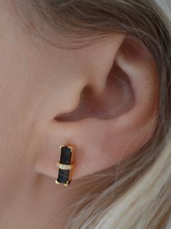 DPT Antwerp Dark Secret Onyx & Diamond Stud earrings, Gold/Black - view 2, Gold/Black