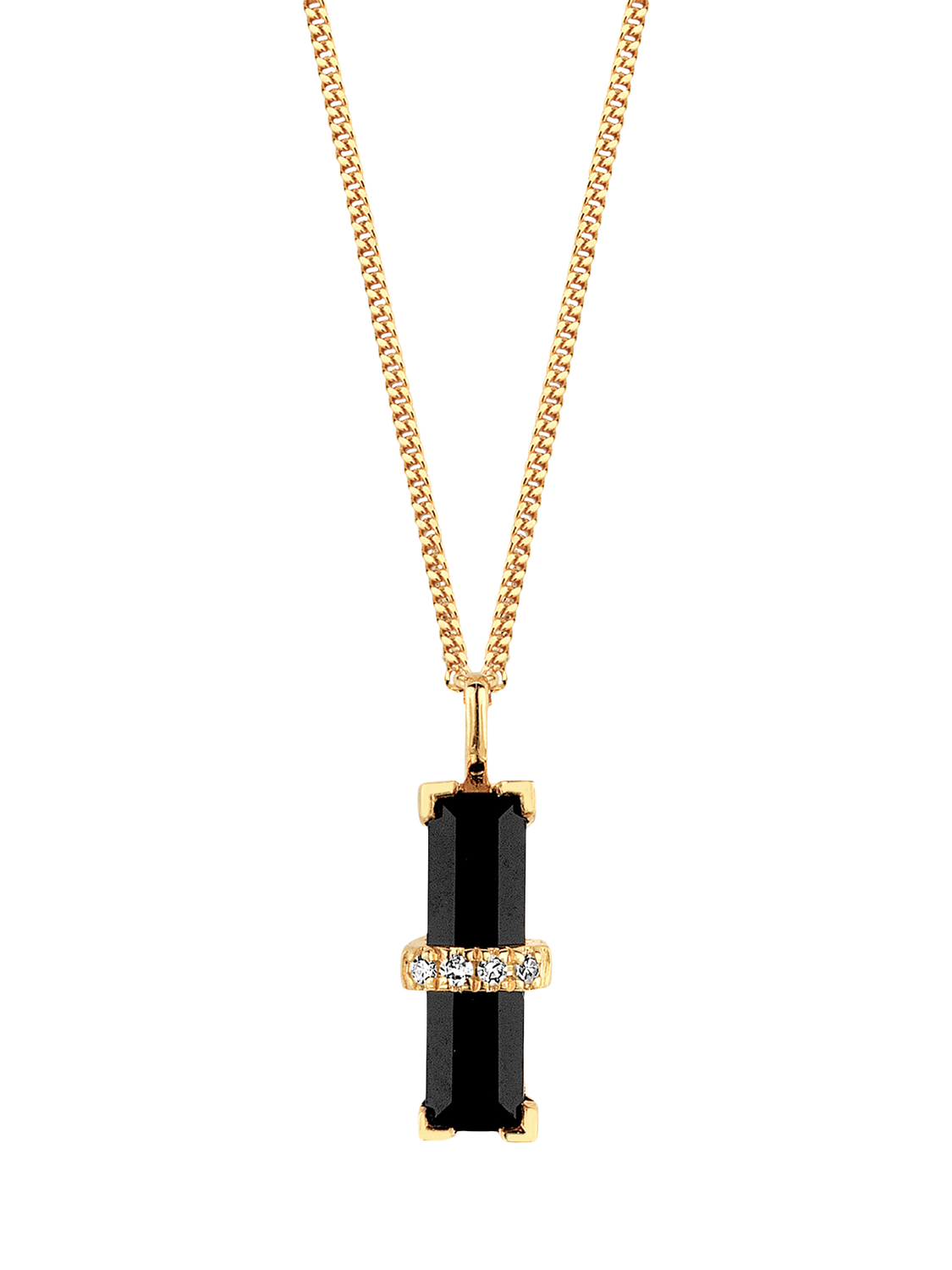 Product image 1 of 3, which shows DPT Antwerp Dark Secrets Onyx Pendant Necklace, Gold