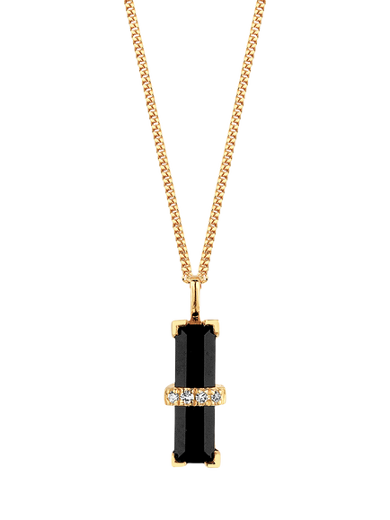 DPT Antwerp Dark Secrets Onyx Pendant Necklace, Gold, Gold