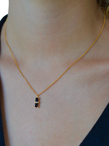 DPT Antwerp Dark Secrets Onyx Pendant Necklace, Gold - view 2, Gold