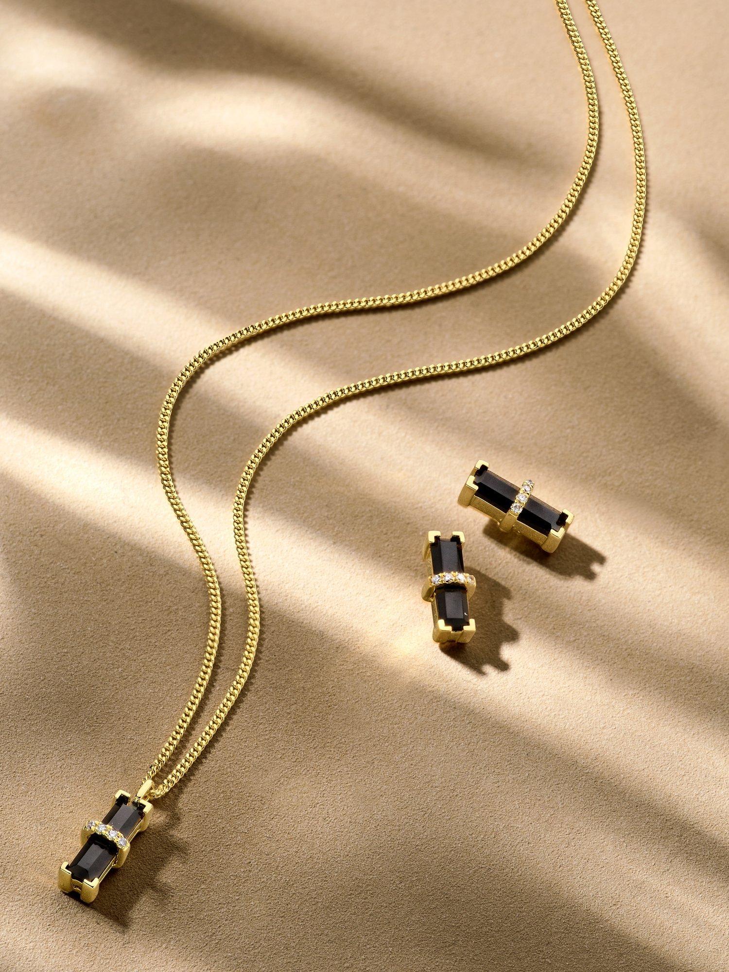 Product image 3 of 3, which shows DPT Antwerp Dark Secrets Onyx Pendant Necklace, Gold