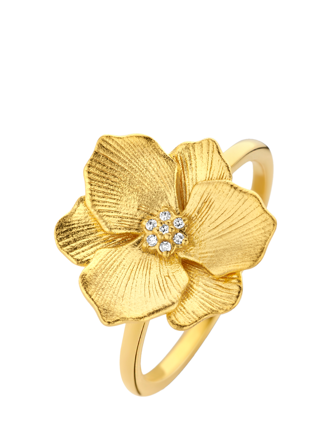 DPT Antwerp Diamond Heart Jasmine Flower Ring, Gold, P