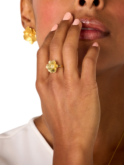 DPT Antwerp Diamond Heart Jasmine Flower Ring, Gold - view 2, Gold