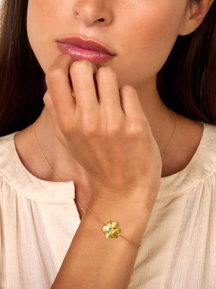 DPT Antwerp Diamond Jasmine Flower Chain Bracelet, Gold - view 2, Gold