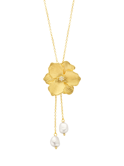 DPT Antwerp Diamond & Pearl Jasmine Flower Pendant Necklace, Gold, Gold