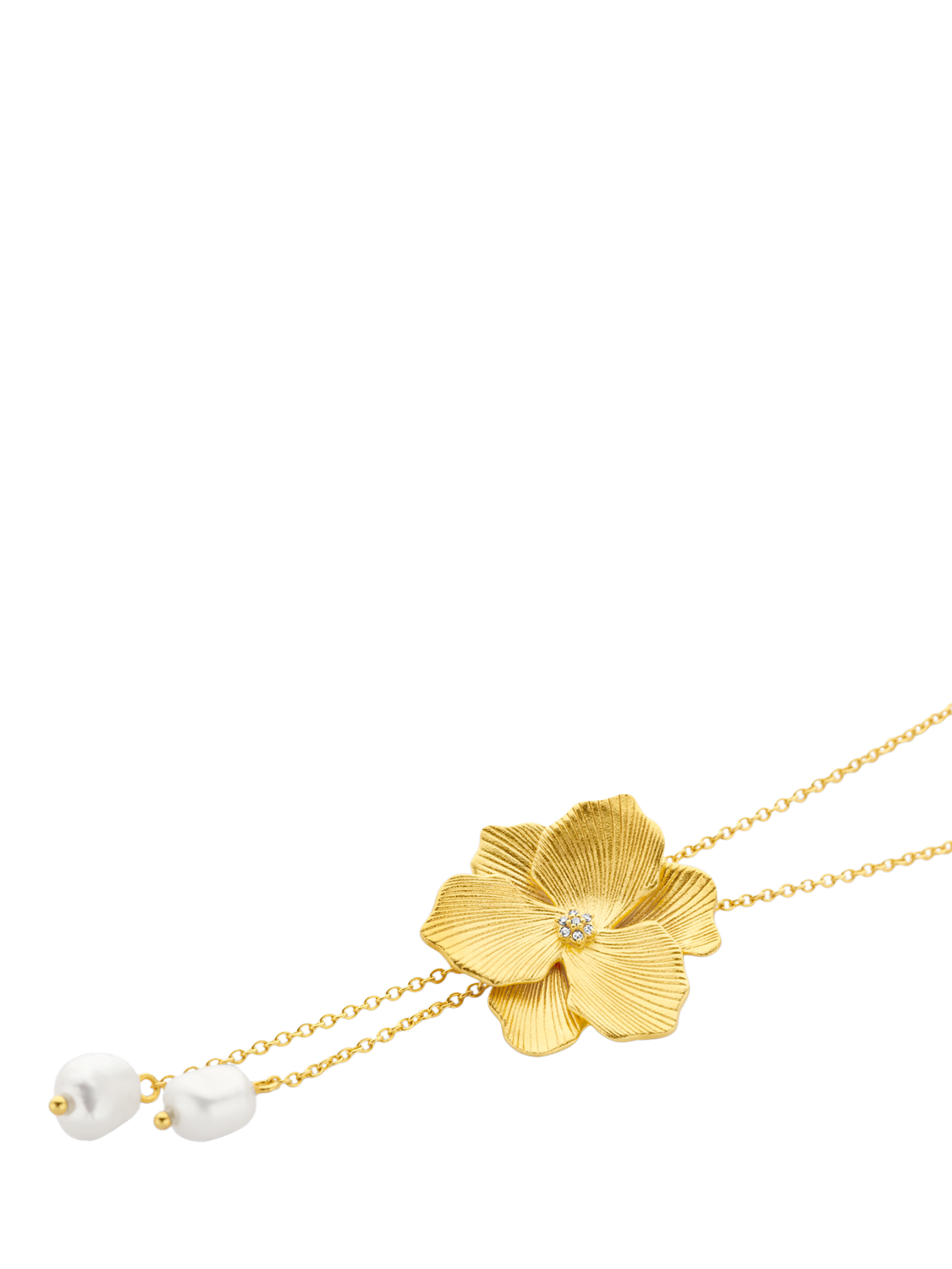 Product image 6 of 7, which shows DPT Antwerp Diamond & Pearl Jasmine Flower Pendant Necklace, Gold