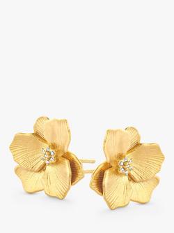 DPT Antwerp Diamond Jasmine Flower Small Stud Earrings, Gold, Gold