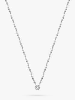 DPT Antwerp First Round Diamond Pendant Necklace, Silver, Silver