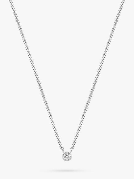 DPT Antwerp First Round Diamond Pendant Necklace, Silver, Silver