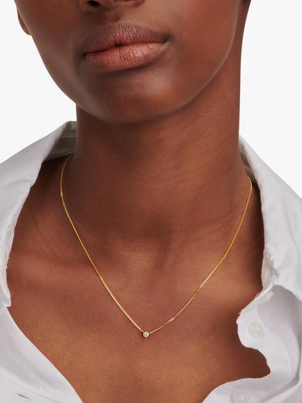 DPT Antwerp First Round Diamond Pendant Necklace, Silver - view 2, Silver