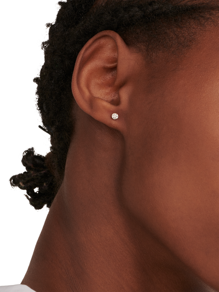 DPT Antwerp First Round Diamond Stud Earrings - view 2, Silver