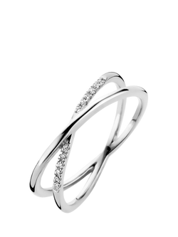 DPT Antwerp Diamond Crossover Ring, Silver, Silver