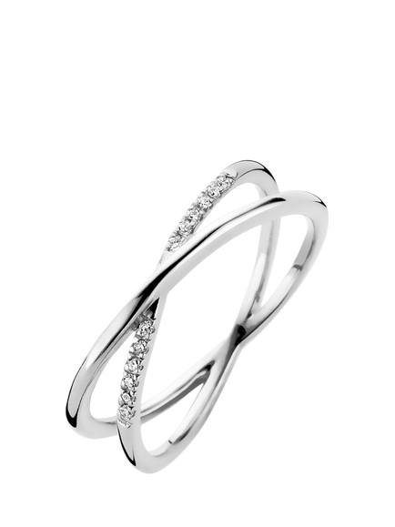 DPT Antwerp Diamond Crossover Ring, Silver, Silver
