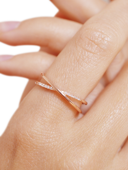 DPT Antwerp Diamond Crossover Ring, Silver - view 2, Silver